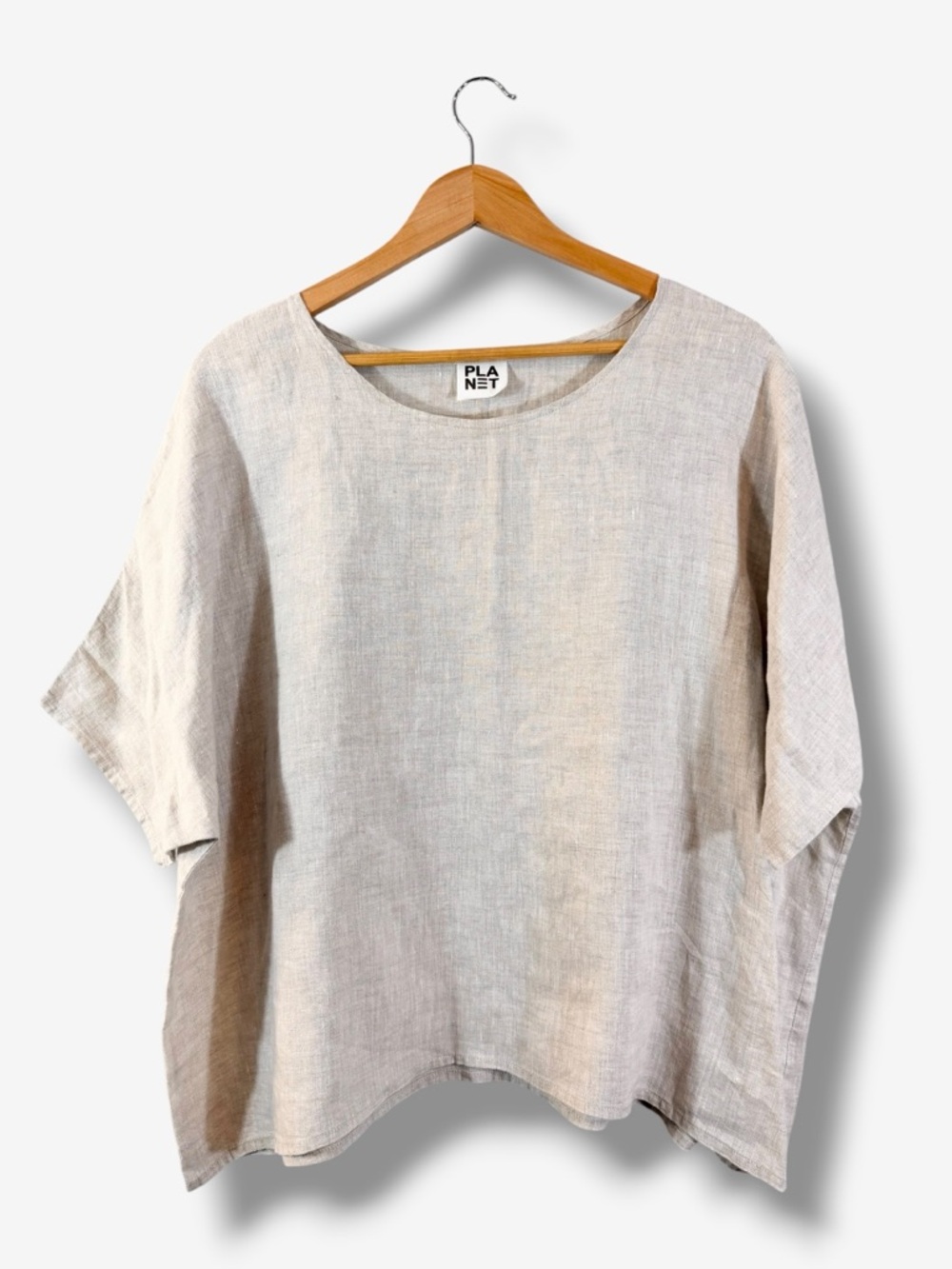 Planet by Lauren G Linen Tunic ONE SIZE Oversized Boxy Minimalist Lagenlook - Picture 2 of 11